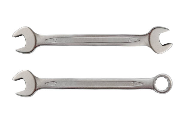 istock Mechanic silver metal tool wrench for repair isolated on white 688429052