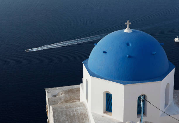 CHURCH IN SANTORINI stock photo