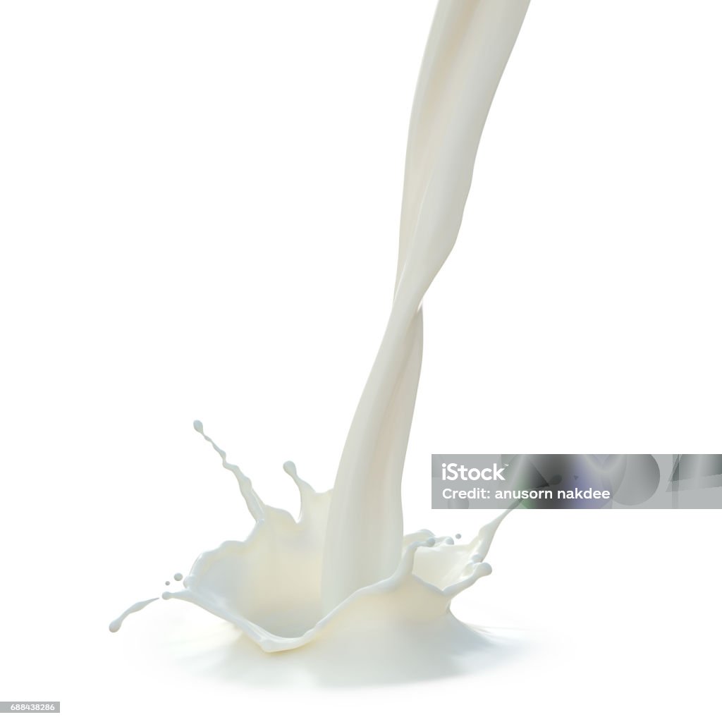 pouring milk created splash pouring milk created splash isolated on white background Milk Stock Photo