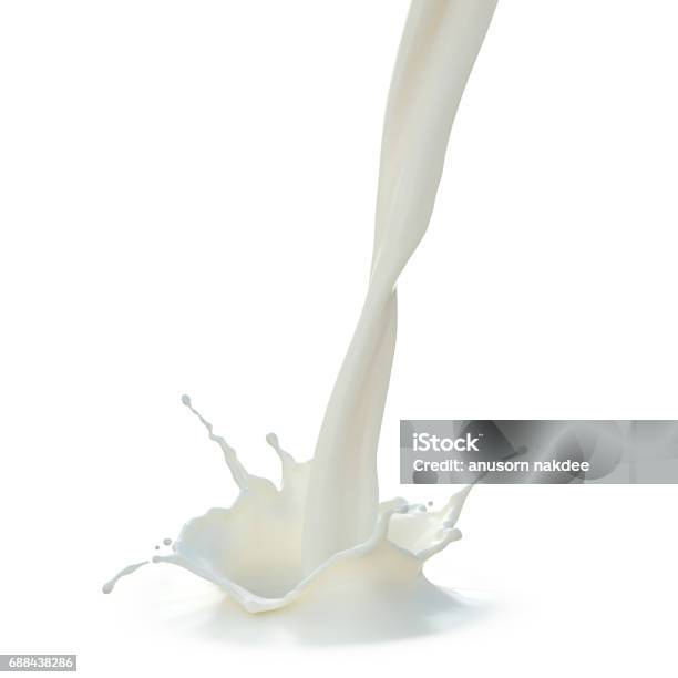 Pouring Milk Created Splash Stock Photo - Download Image Now - Milk, Pouring, Splashing