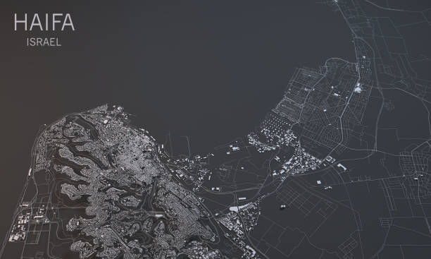 istock Haifa map, satellite view, city, Israel 688438906