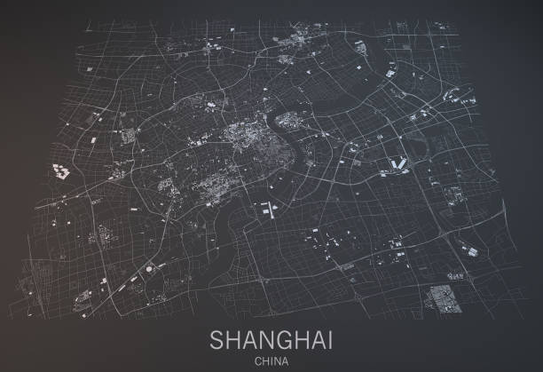istock Map of Shanghai, satellite view, city, China 688440982
