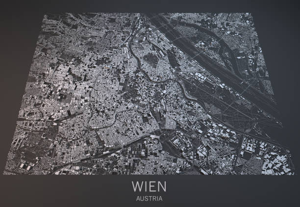 istock Map of Wien, satellite view, city, Austria 688441046