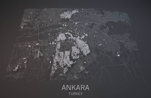 istock Ankara map, satellite view, city, Turkey 688441078