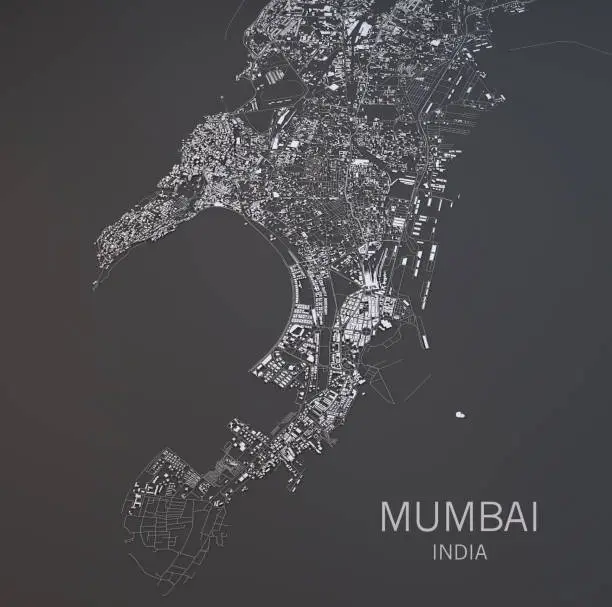 Photo of Satellite view of the city of Mumbai, map, India
