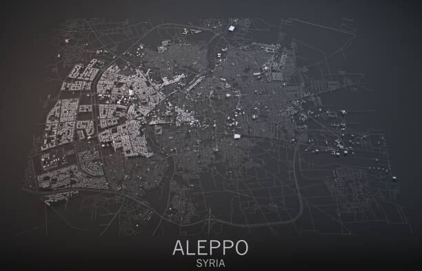 istock Aleppo map, satellite view, city, Syria 688441140