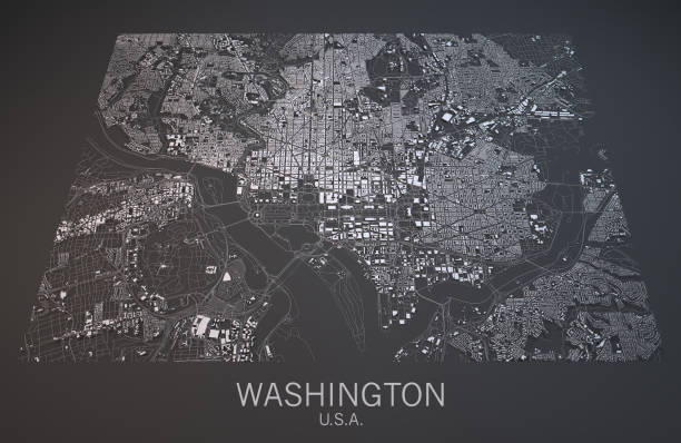 istock Map of Washington, satellite view, city, Usa 688441184