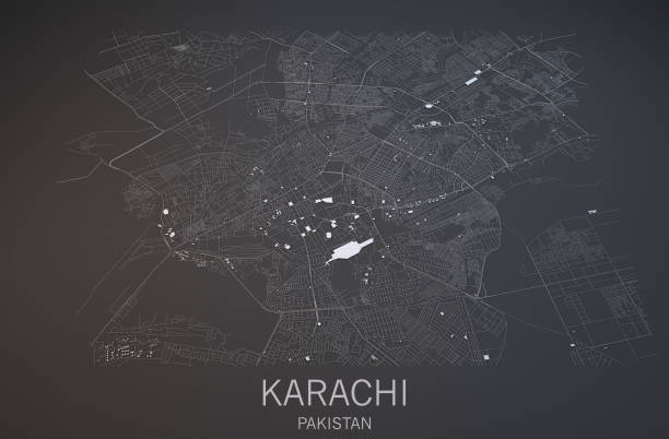 istock Karachi map, satellite view, city, Pakistan 688441212