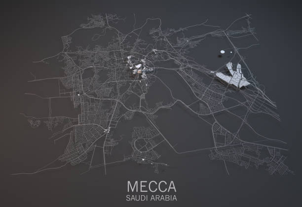 istock Map of Mecca, satellite view, city, Saudi Arabia 688441244