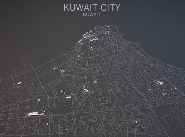 Kuwait City map, satellite view, city, Kuwait