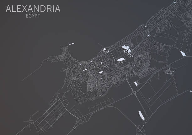 istock Alexandria map, satellite view, city, Egypt 688441324