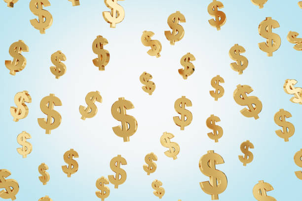 istock Yellow dollar signs against blue 688441750