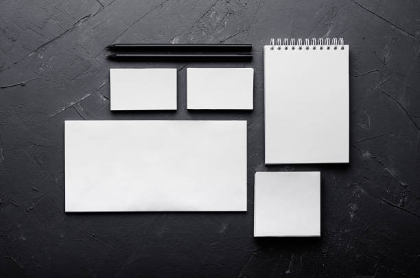 istock Corporate identity template, stationery on dark grey concrete texture. Mock up for branding, graphic designers presentations and portfolios. 688444448