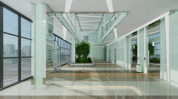 istock Interior of hotel reception hall 3D illustration 688447510