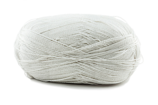 oval ball of white thin threads, on a white background