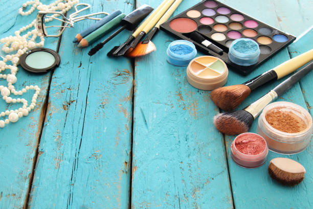 istock makeup cosmetics beauty tools and brushes on wooden background 688447846