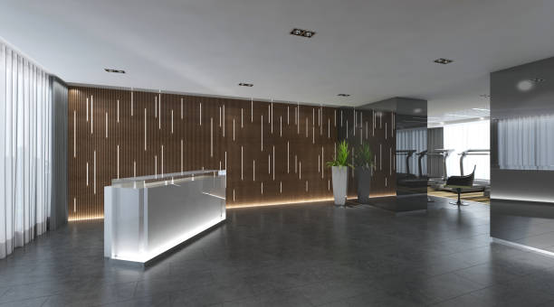 istock Interior of hotel reception hall 3D illustration 688450836