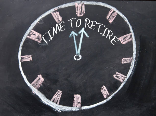 istock time to retire clock sign 688451384
