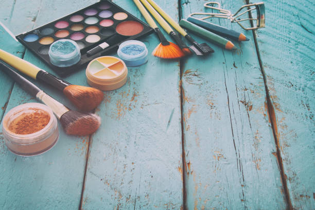 istock makeup cosmetics beauty tools and brushes on wooden background 688453680