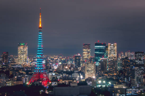 istock Tokyo tower in blue light, Diamond Veil, special change into 7 different colors on Saturday, Tokyo, Japan. 688455448
