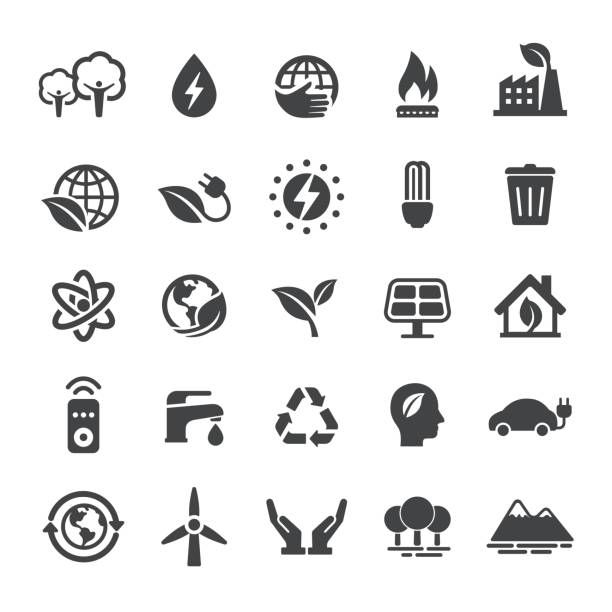 illustrations, cliparts, dessins animés et icônes de énergie et eco icons - série smart - environnement