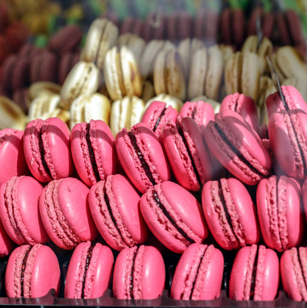 istock French colorful macarons assortment close up. 688458450
