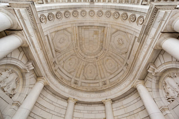 Memorial Amphiteater Arlington National Cemetery, Virginia, USA The Memorial Amphiteater ornated ceiling in the Arlington National Cemetery gravesite honoring the fallen in wars fought by Americans. memorial amphitheater stock pictures, royalty-free photos & images