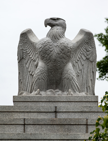 The Bald Eagle american symbol in the Arlington National Cemetery gravesite honoring the fallen in wars fought by Americans.