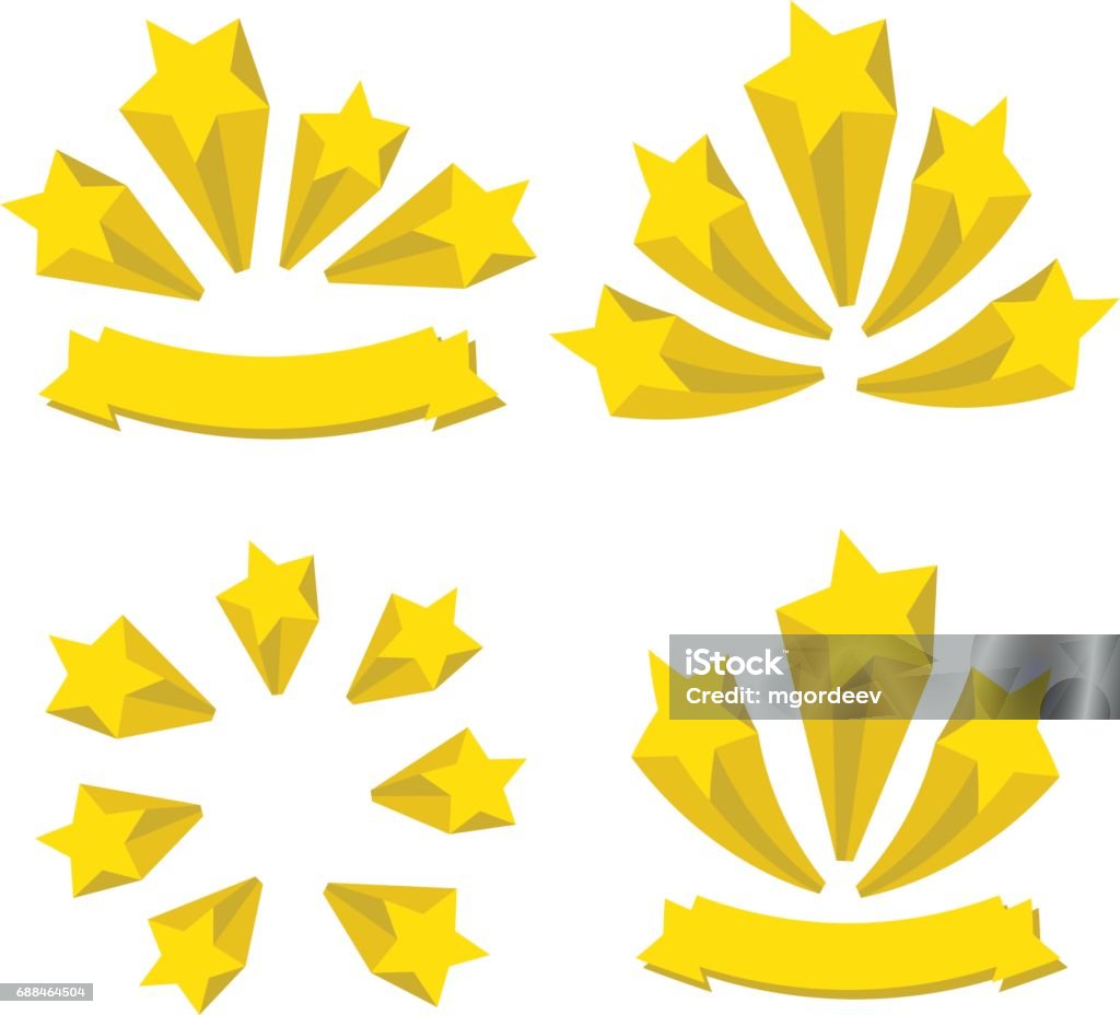 Star Explosion Ribbons Stars Burst Elements Star Effect Explosion Fireworks Vector Stock ...