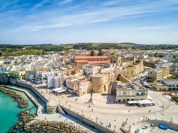 Otranto with historic Aragonese castle in the city center, Apulia, Italy