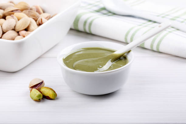 Pistachio urbech. Natural nut paste from pistachio. Dagestani useful delicacy.