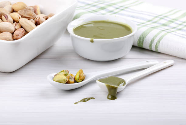 istock Pistachio urbech. Natural nut paste from pistachio. Dagestani useful delicacy. 688471292