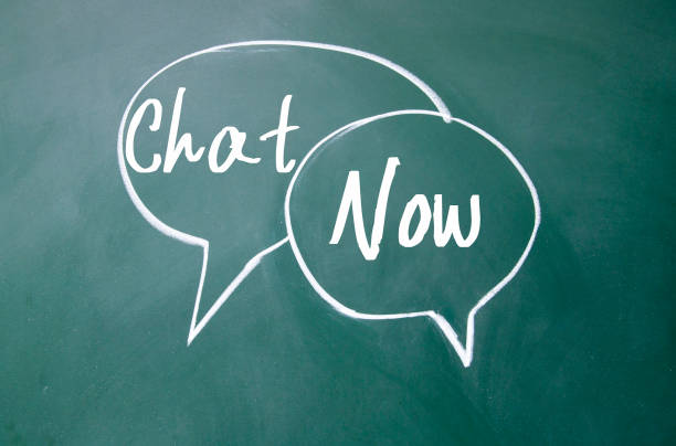 istock chat symbol drawn with chalk on blackboard 688471758