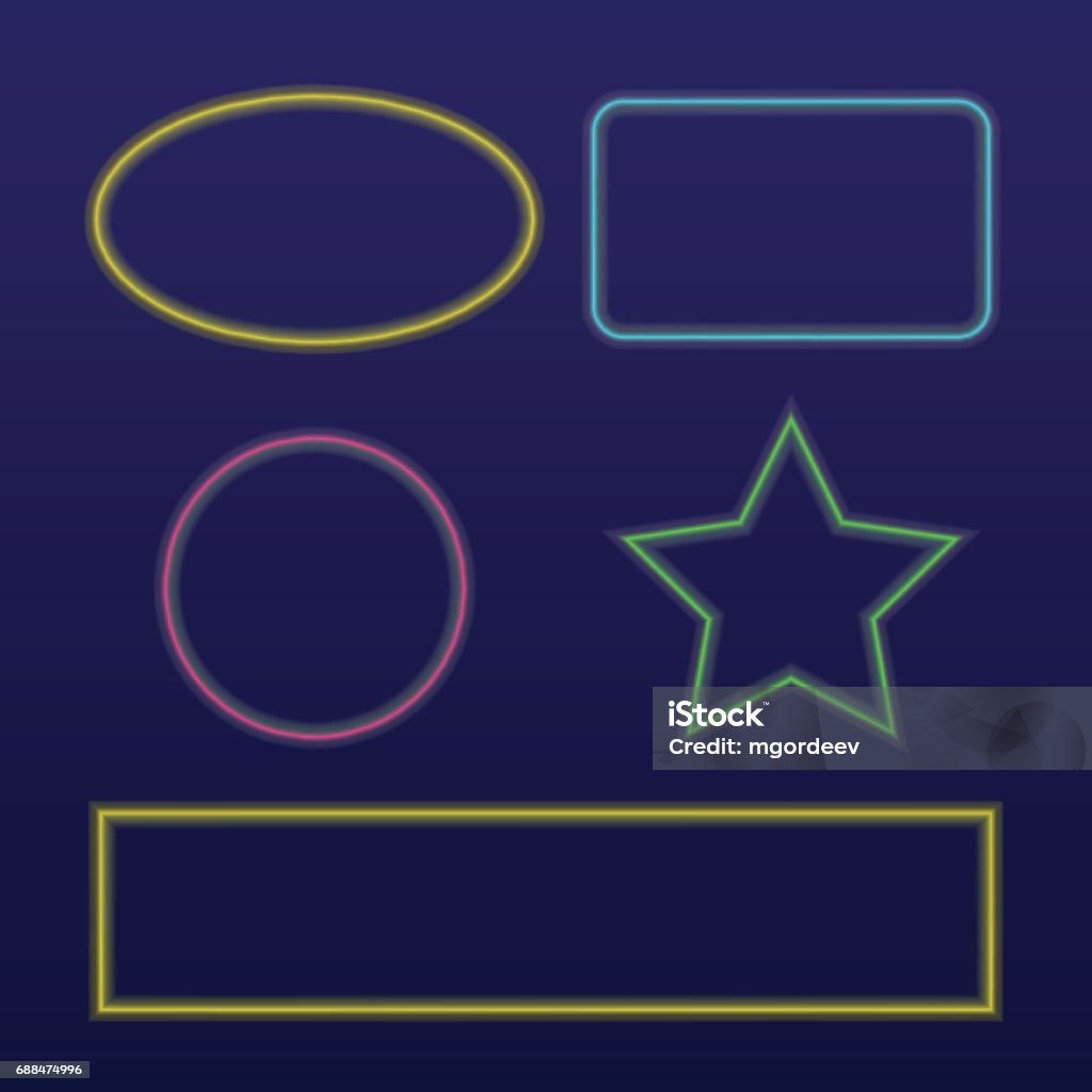 Neon Light Borders Vector Vector Illuminated Frames Stock Illustration ...