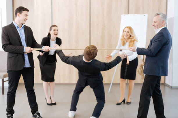 istock Positive happy man going under the rope 688484930