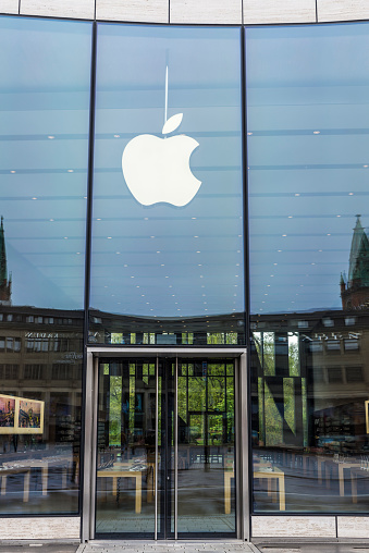 Dusseldorf: Apple store located in a modern building in Dusseldorf, Germany