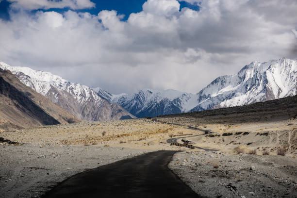 istock car drive pass mountain area in Leh 688502742
