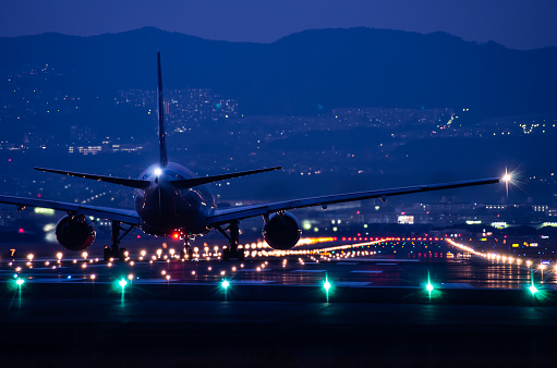 a airplane on the runway ready to take off