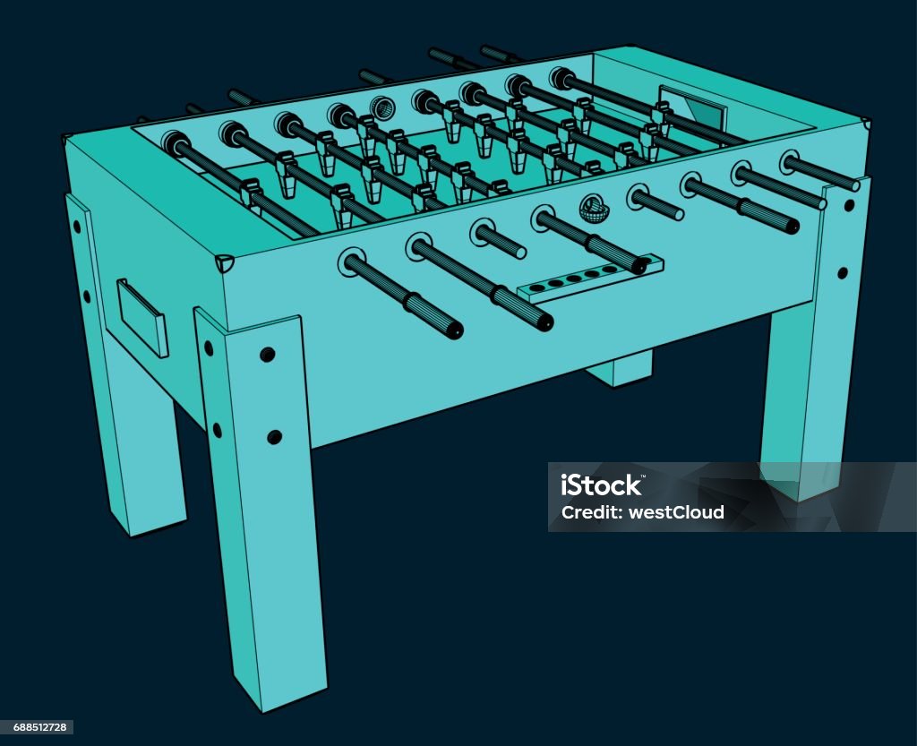 Foosball Graphics Illustration Of A Blue Foosball Table Stock Illustration - Download ...