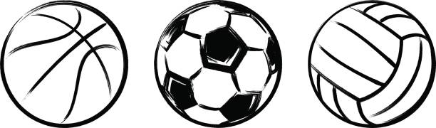 установить спортивные мячи гранж - волейбольный мяч иллюстрации stock illustrations