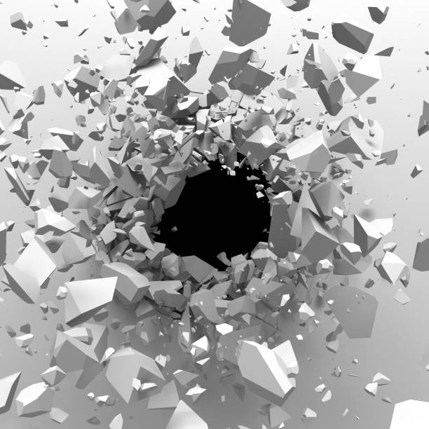 istock Cracked concrete wall with bullet hole. Destruction Abstract background 688519328