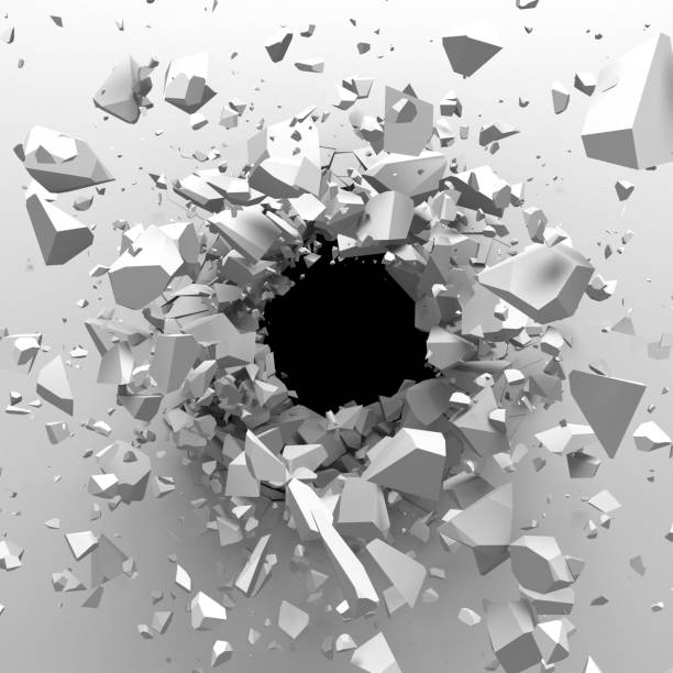 istock Cracked concrete wall with bullet hole. Destruction Abstract background 688519864