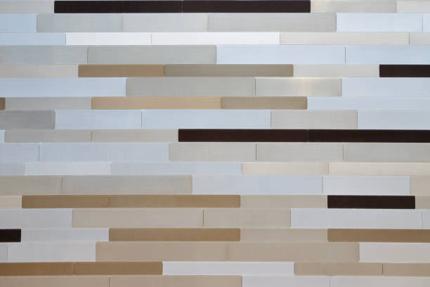 istock Part of wall with aluminum stripes 688526948