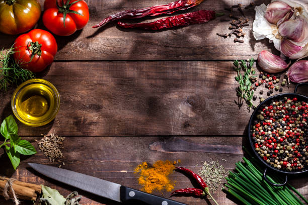 istock Fresh ingredients for cooking and seasoning frame 688530034