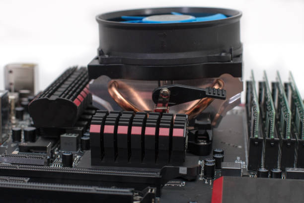 istock Computer motherboard with a view of parts and components 688531012