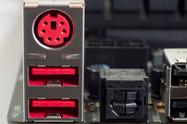 istock Computer motherboard with a view of parts and components 688536574