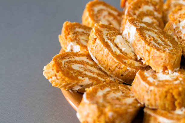 istock Cutting roll with carrot omelette and ricotta cheese 688542436