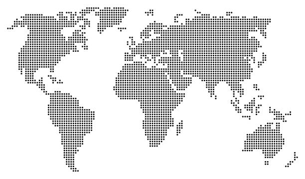 검은 점 들으로 이루어진 추상 세계 지도 / 서클 - 점박이 일러스트 stock illustrations