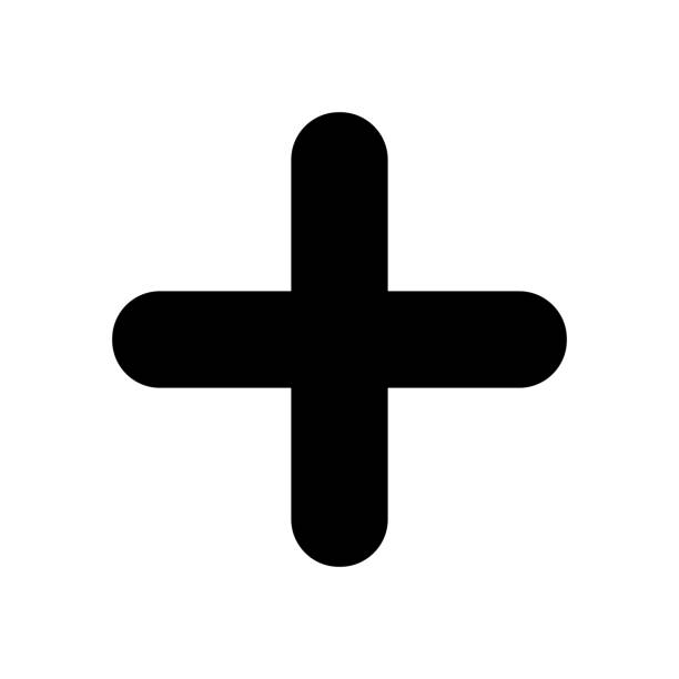 schwarze pluszeichen. positives symbol - additionstaste stock-grafiken, -clipart, -cartoons und -symbole