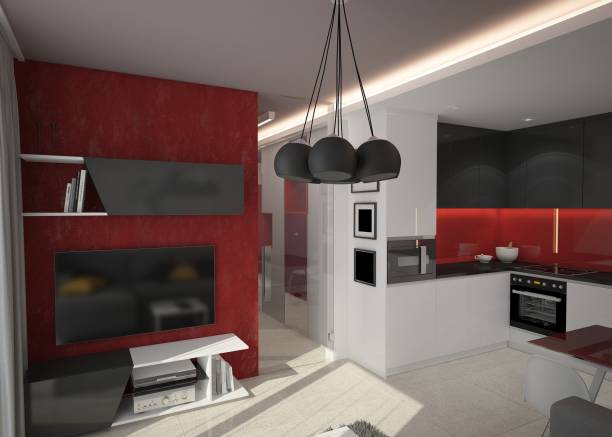istock 3d rendering of a living room interior design 688552282